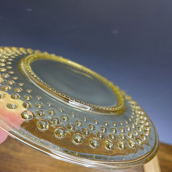 (1) Vintage Yellow Glass Salad Plate Luncheon Bubble‎ Hobnail 7.5" - Picture 3 of 7